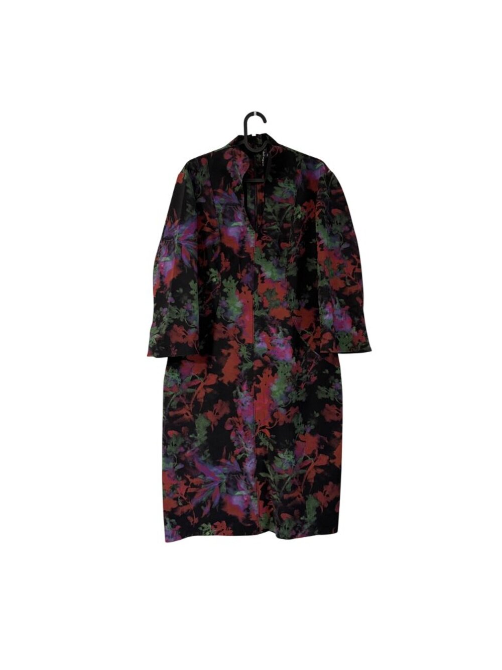 Maria Pinto Multicolor Abstract Floral Long Sleeve Back Full Zip Nylon Dress XL